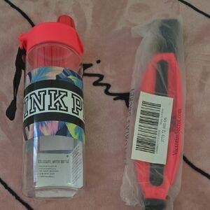 Victoria's Secret Neon Pink Water Bottle and Waist Bag Bundle